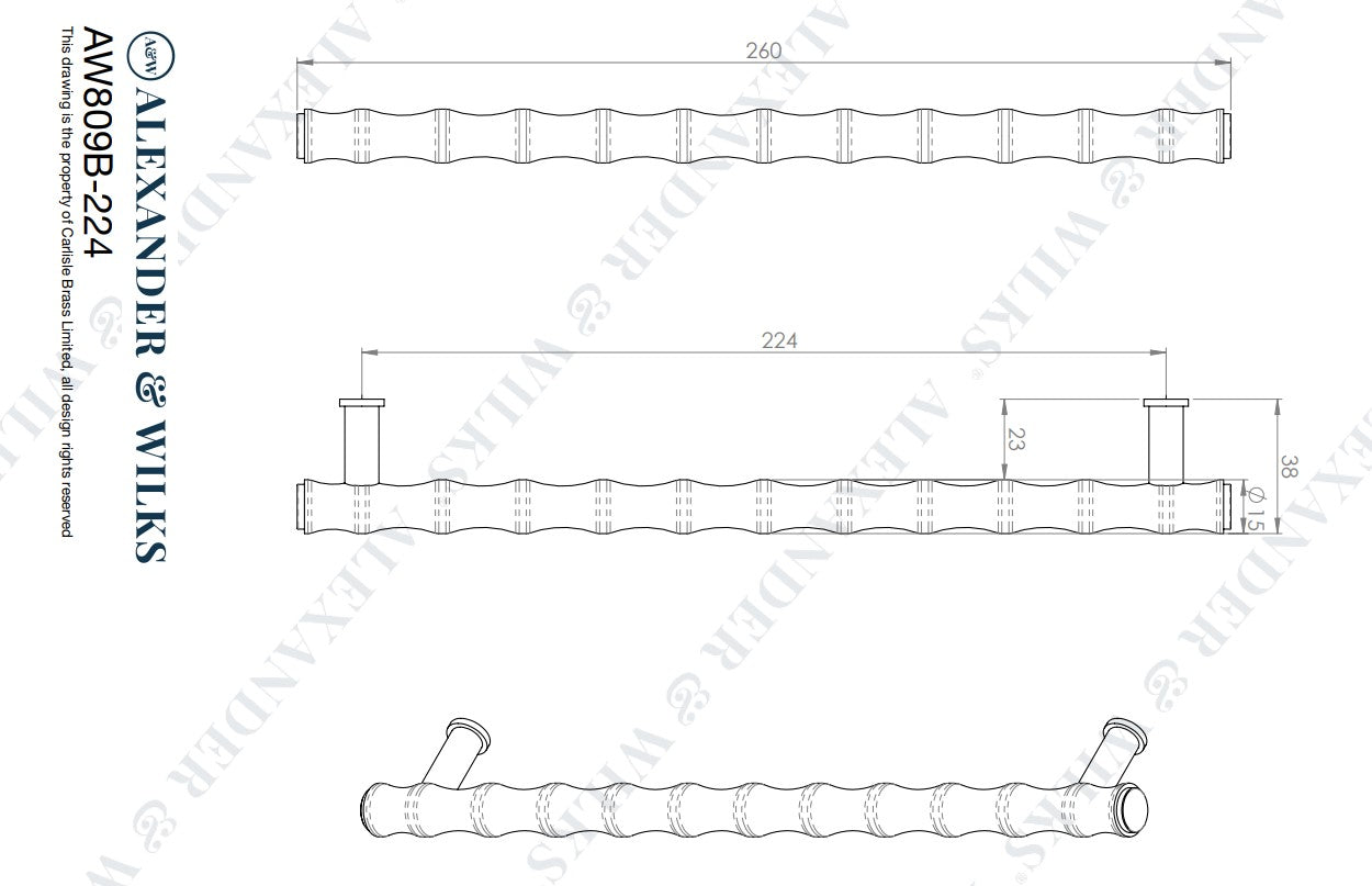 Crispin Bamboo T-bar Cupboard Pull Handle