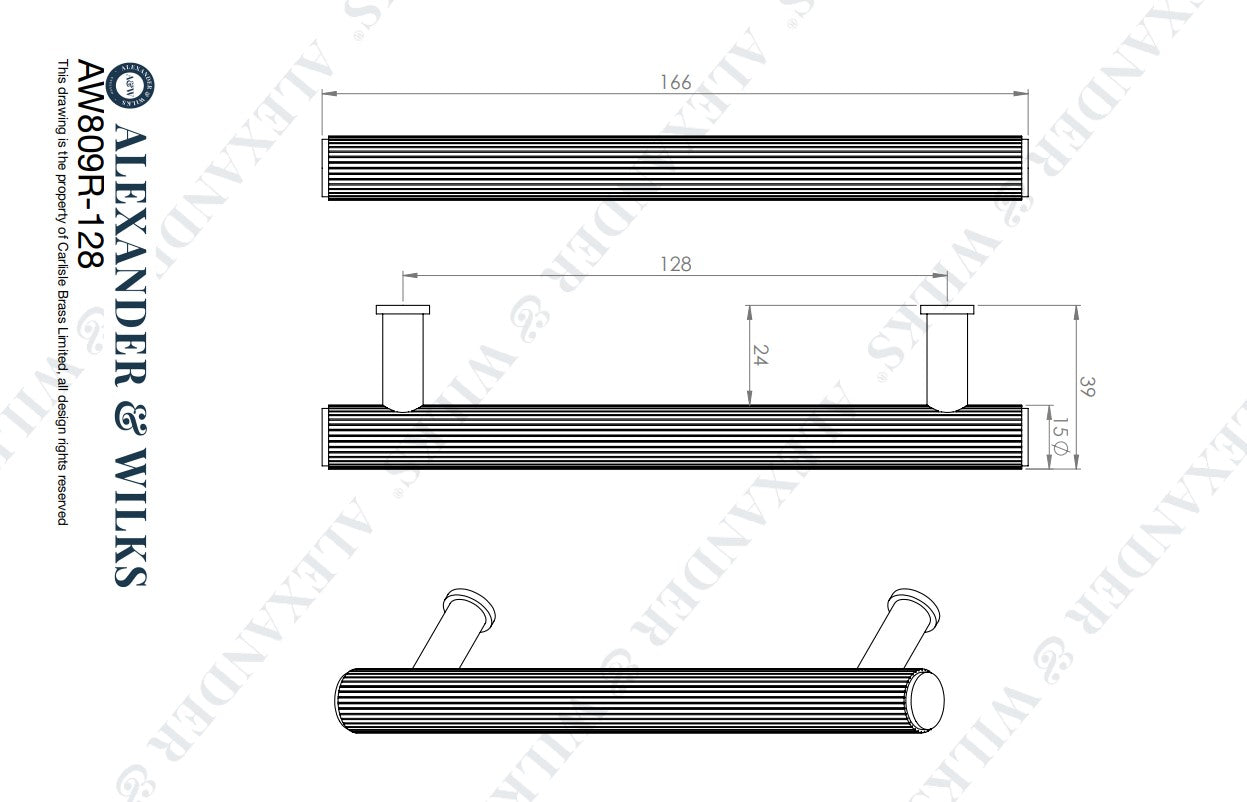 Crispin Reeded T-bar Cupboard Pull Handle