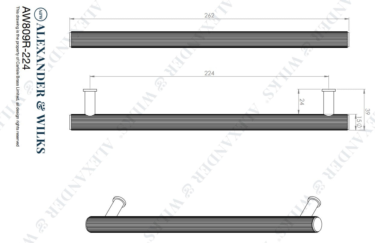 Crispin Reeded T-bar Cupboard Pull Handle