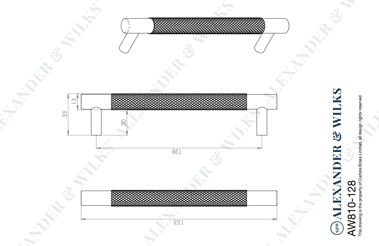 Brunel Knurled T-Bar Cupboard Pull Handle