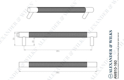 Brunel Knurled T-Bar Cupboard Pull Handle