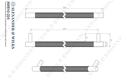 Brunel Knurled T-Bar Cupboard Pull Handle