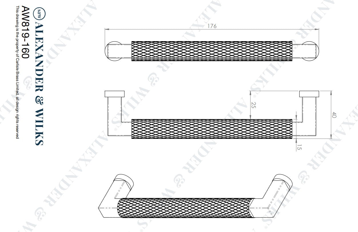 Camille Knurled Cupboard Pull Handle