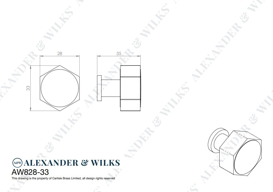 Vesper Hex Cabinet Knob