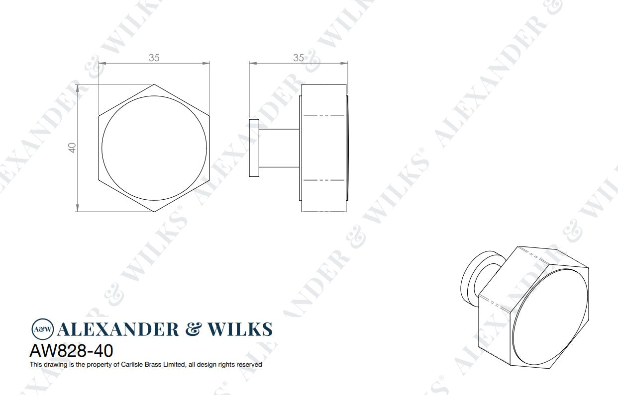 Vesper Hex Cabinet Knob