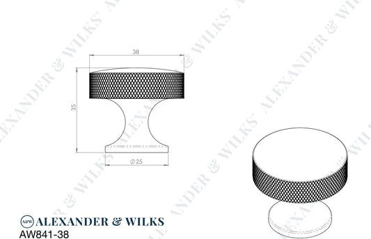 Berlin Knurled Cupboard Knob 38mm Dia.