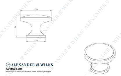 Cambridge Round Cupboard Knob 38mm Dia.