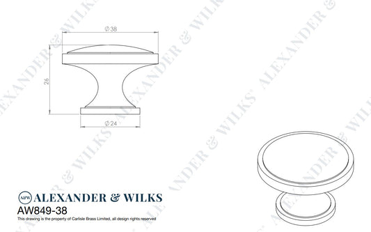 Cambridge Round Cupboard Knob 38mm Dia.