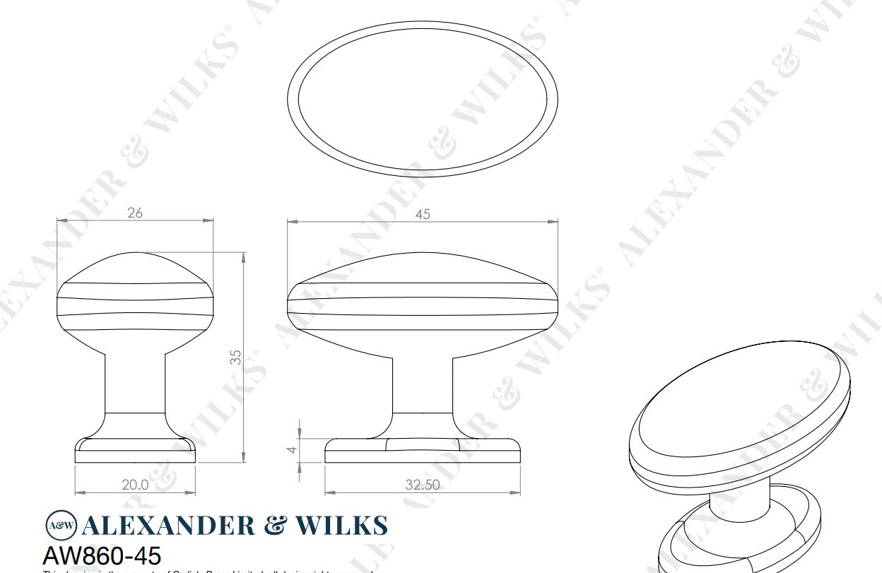 Ashbury Cabinet Knob 45mm Dia.