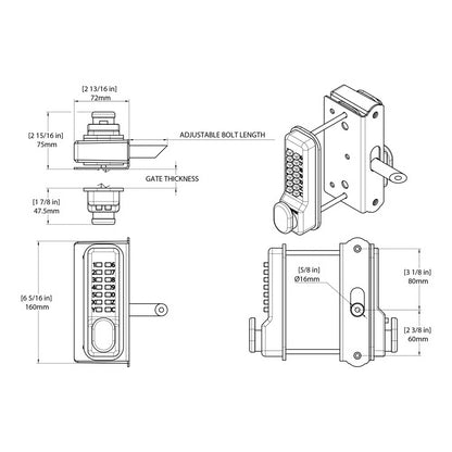 BDGSW Superlock 2.0 Surface Mounted Single Sided Gate Lock for Wooden Gates (LEAD TIME: 2-3 DAYS)