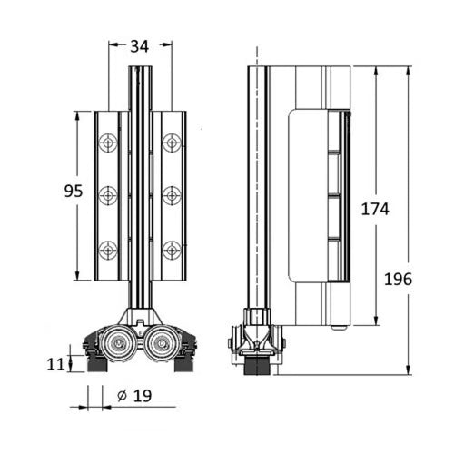 System AF70 Bi-Fold Doors Bottom Roller