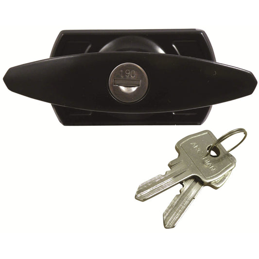 Garage Door T Handle - Screwhole in end of spindle - Square Spindle - Long Lugs - Rear Fix