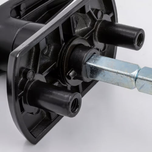 Garage Door T Handle - Screwhole in end of spindle - Square Spindle - Long Lugs - Rear Fix