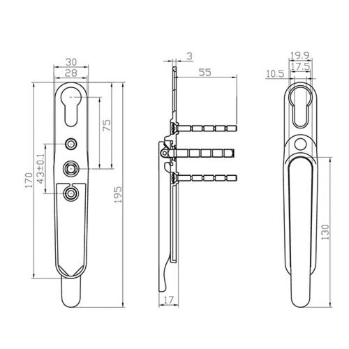 Clearline Bi-Fold Handle with Euro Escutcheon