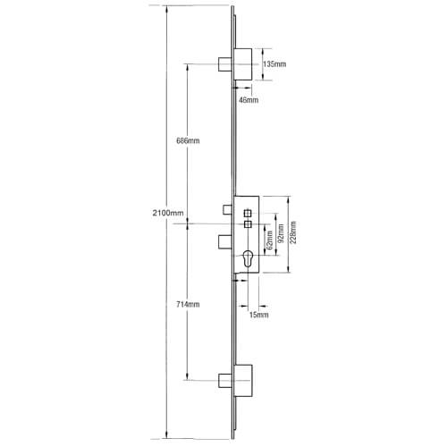 Crimebeater Latch 3 Deadbolts Flat 44mm White Faceplate Double Spindle Multipoint Door Lock