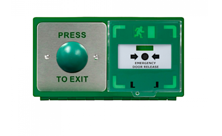 Dual Unit MCP110 Call Point With Green Dome Exit Button