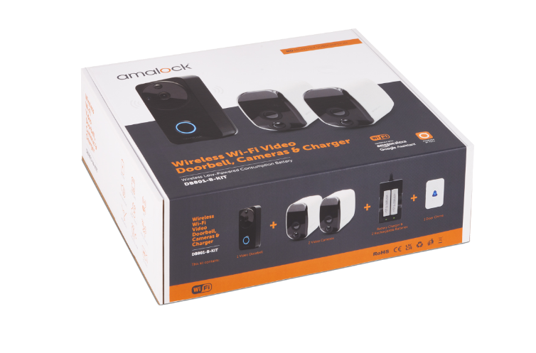 DB711/DB721 Wireless Doorbell & Chime Kit With 1 x CAM400 Camera, Battery Charger And Rechargeable Batteries