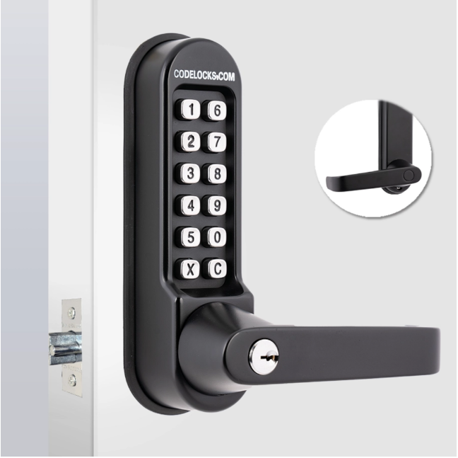 CL510KEY/CL515KEY Marine Grade Black Digital Lock With Tubular Latch & Key Override
