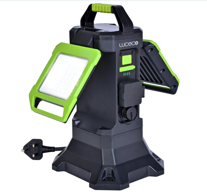 30W 3500 Lumen Twin-Head Hybrid LED Work Light With 18V-20V Battery Adaptors & 240V Power