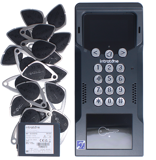 SC05 Only One Integrated Video, Keypad & Proximity Intercom 1- 10 Dwellings With 20 Fobs & 15 Years Data