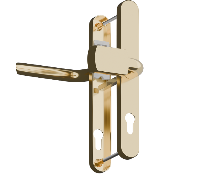 Evo Sprung Lever/Pad Multipoint Door Handles 68mm PZ 245mm Backplate 215mm Fixing
