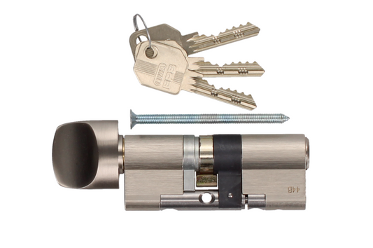 EPSnp KDZ Key & Turn Euro Cylinder Keyed To Differ 3 Keys TS007 3* Nickel Plated