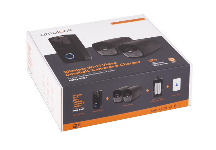 DB811/DB821 Wireless Doorbell & Chime Kit With 2 x CAM400 Camera's, Battery Charger And Rechargeable Batteries