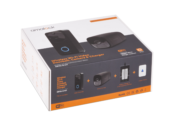 DB711/DB721 Wireless Doorbell & Chime Kit With 1 x CAM400 Camera, Battery Charger And Rechargeable Batteries