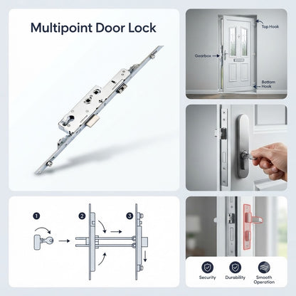 Latch Deadbolt 4 Rollers Double Spindle Multipoint Door Lock