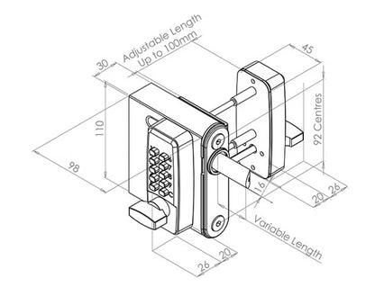 SelectPro Code Surface Mounted Gate Lock (LEAD TIME: 2-3 DAYS)
