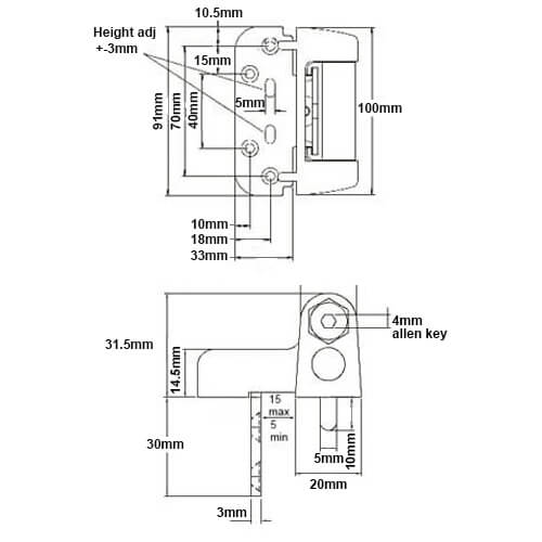 Haven 2D Hinge for Composite Doors