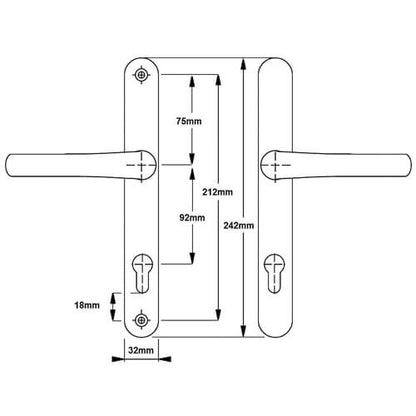 Balmoral Lever Lever UPVC Multipoint Door Handles - 92mm PZ Sprung 212mm Screw Centres