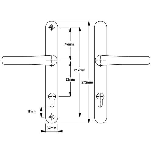 Balmoral Lever Lever UPVC Multipoint Door Handles - 92mm PZ Sprung 212mm Screw Centres