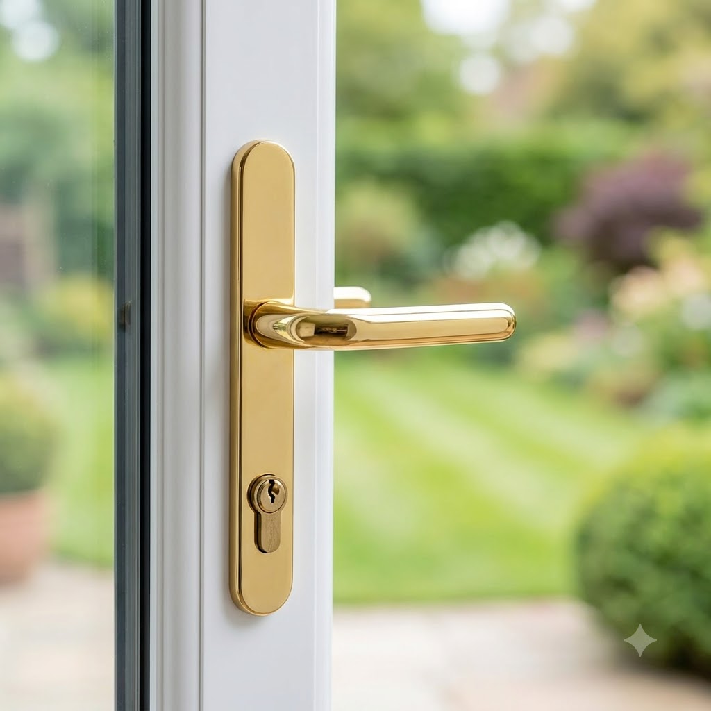 Balmoral Lever Moveable Pad UPVC Multipoint Door Handles - with Snib 92mm/62mm Sprung 212mm Screw Centres