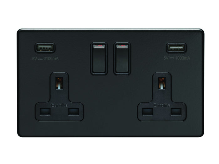 Concealed 3mm 2 Gang USB Socket