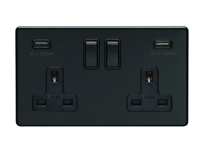 Concealed 3mm 2 Gang USB Socket