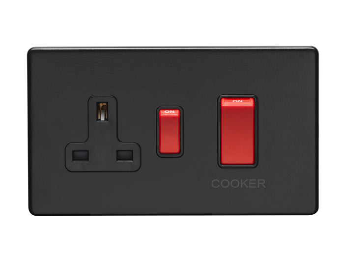 Concealed 3mm 45Amp Cooker Switch with Socket