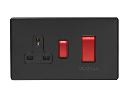 Concealed 3mm 45Amp Cooker Switch with Socket