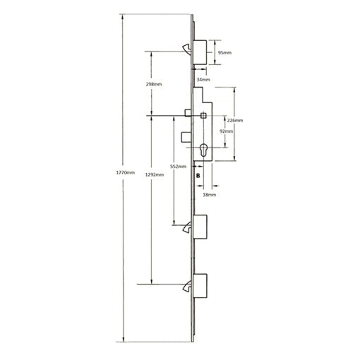Latch Deadbolt 3 Hooks Key Wind Multipoint Door Lock