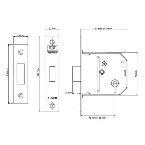 Essential 3 Lever Mortice Deadlock