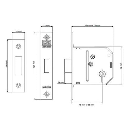 Essential 3 Lever Mortice Deadlock