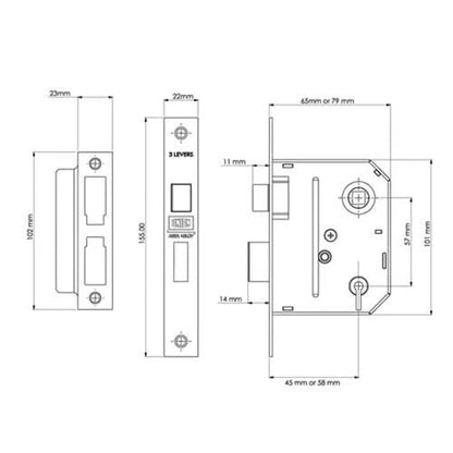 Essential 3 Lever Mortice Sashlock