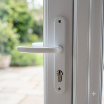 Lever UPVC Multipoint Door Handles - With Snib 68mm PZ Sprung 215mm Screw Centres