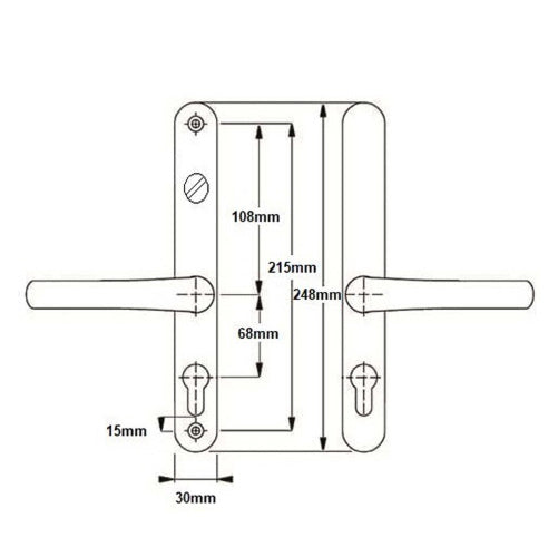 Lever UPVC Multipoint Door Handles - With Snib 68mm PZ Sprung 215mm Screw Centres