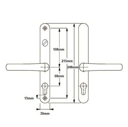 Lever UPVC Multipoint Door Handles - With Snib 68mm PZ Sprung 215mm Screw Centres