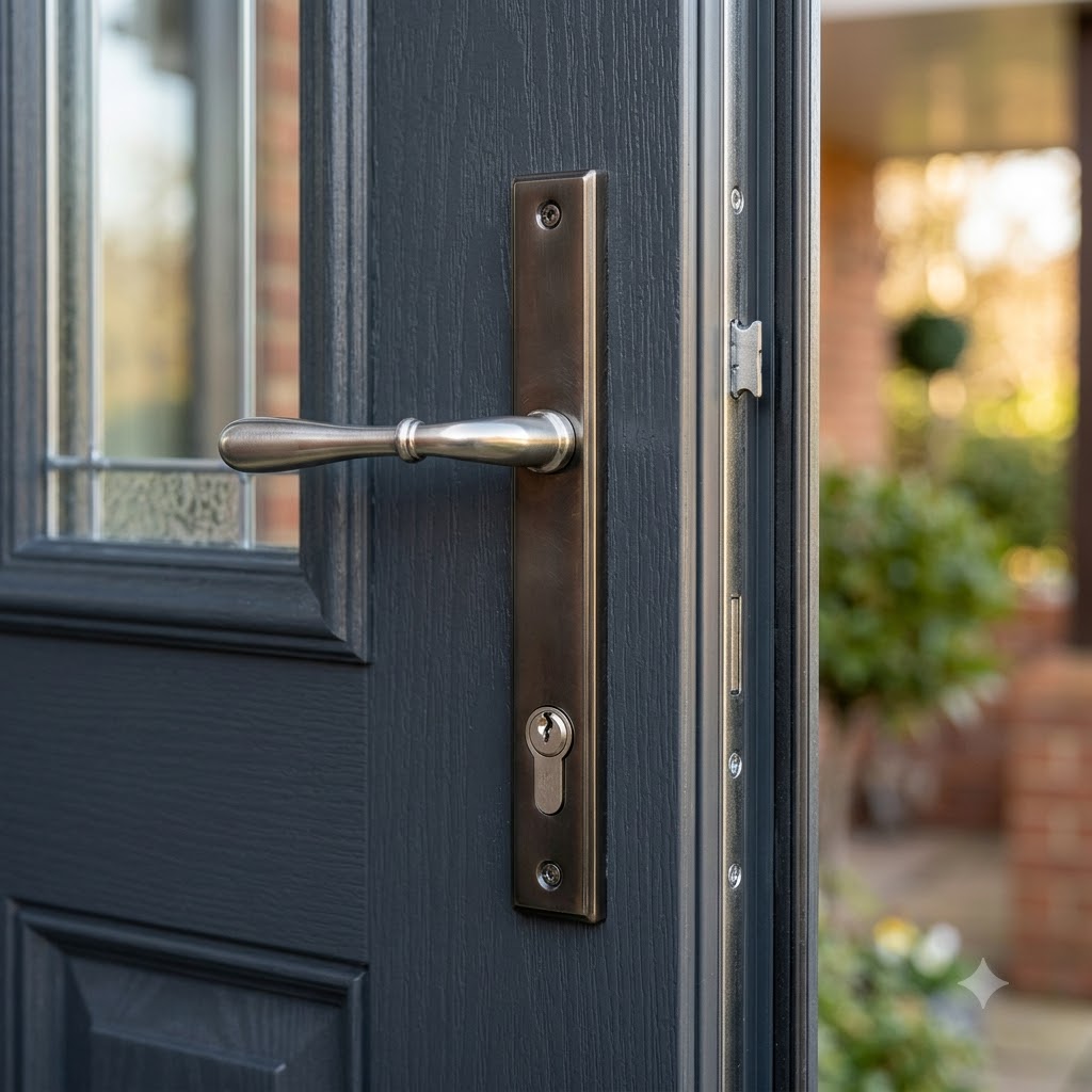 Reeded Lever/Lever Multipoint Door Handles - 92mm PZ Sprung 212mm Screw Centres (LEAD TIME: 2-3 DAYS)