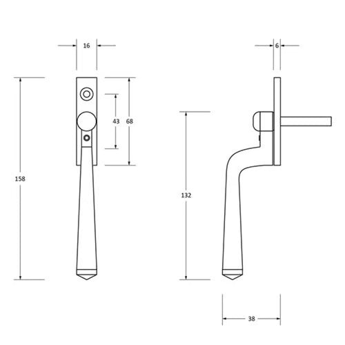 Inline Non-Locking Espag Window Handles (LEAD TIME: 2-3 DAYS)