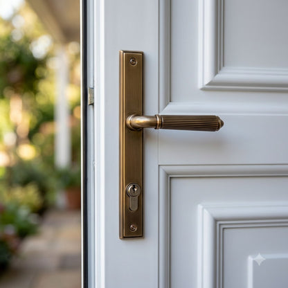 Reeded Lever/Lever Multipoint Door Handles - 92mm PZ Sprung 212mm Screw Centres (LEAD TIME: 2-3 DAYS)