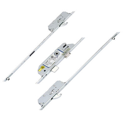 Latch Deadbolt 2 Rollers 2 Hooks Key Wind Operated Multipoint Door Lock (top hook to spindle = 730mm)