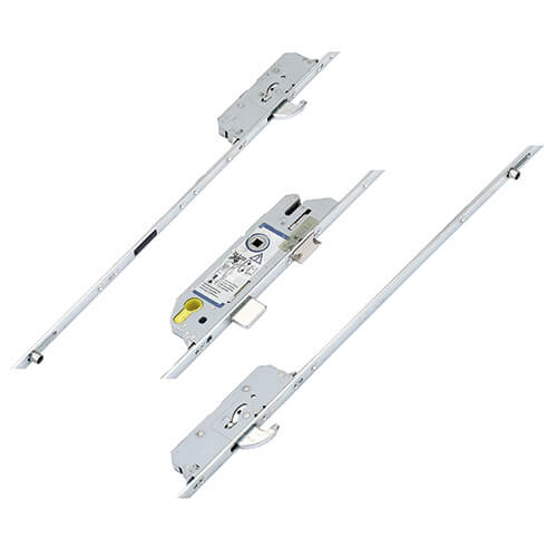 Latch Deadbolt 2 Rollers 2 Hooks Key Wind Operated Multipoint Door Lock (top hook to spindle = 730mm)